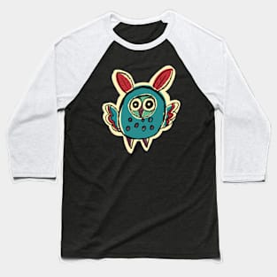 Short and Blue Simple Owl Illustration Baseball T-Shirt